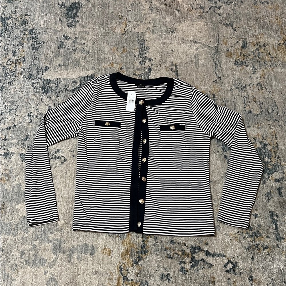 NWT Ann Taylor Stripped Button up Cardigan
